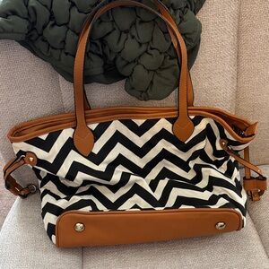 Chic Chevron Black and Tan Tote Bag
